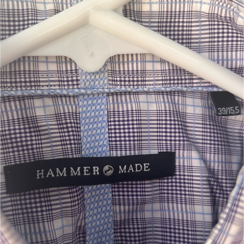 Hammer Made Purple Checkered Button-Up Shirt 39/1… - image 3